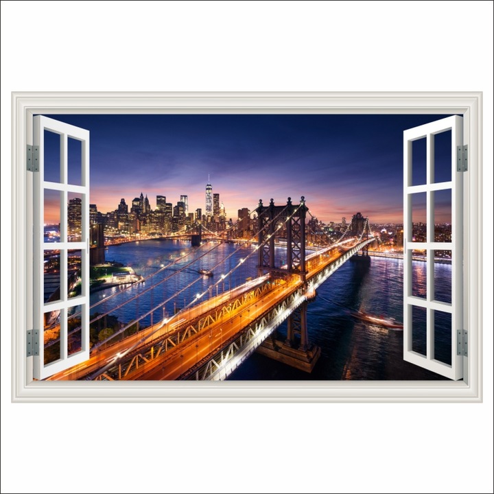 Fototapet Fereastra Pod Brooklin, Manhattan, apus de soare, 135 x 90 cm
