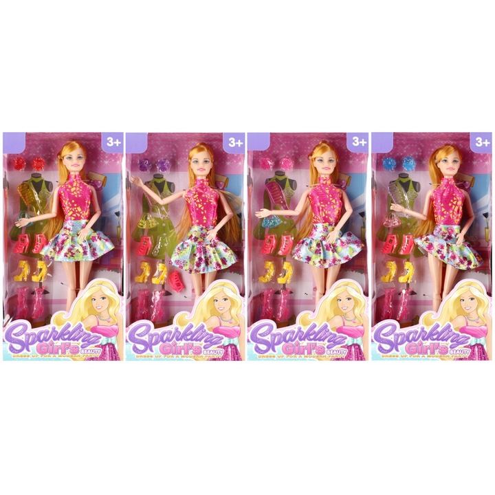 OEM Készlet 4 db baba 29cm, többszínű, 17x31x6cm