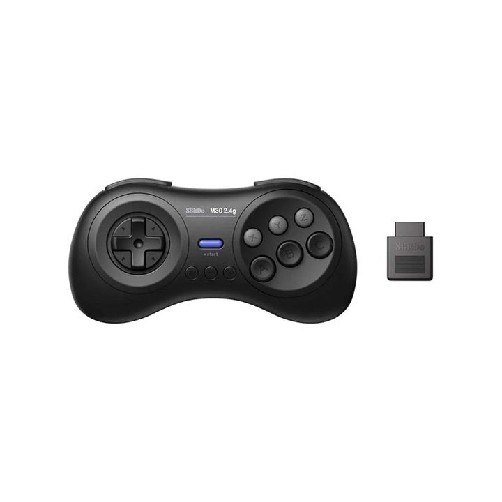 8Bitdo M30 2.4G Mega Drive vezeték nélküli játékvezérlő, kompatibilis a SEGA Genesis & Mega Drive-val, Mega SG analóg, fekete
