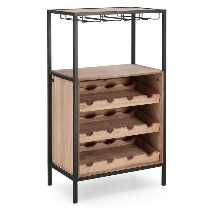 Suport sticle vin, pahare Isaac 51x30x91 cm