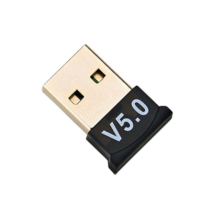 Bluetooth 5.0 адаптер, ОПТИМАЛНО РЕШЕНИЕ, безжичен, за компютър / лаптоп, музика, разговори, игри, пренос на данни, USB интерфейс, Plug & Play, бърз трансфер 20 Mbps, високопроизводителен чип, черен