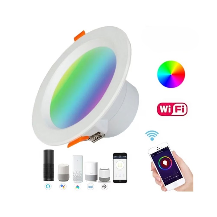 Okos Bluetooth LED spotlámpa gipszkartonhoz, TUYA rendszerrel, színes, RGBWW kivitel (hideg fehér, meleg fehér és RGB fény), K KATHODE