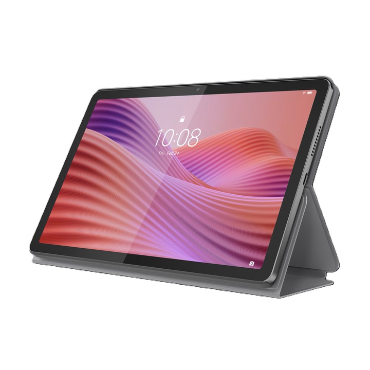 Таблет Lenovo Tab TB311XU LTE, Mediatek Helio G85 Octa-Core 1.8GHz процесор, 10.1" TFT LCD екран, 4GB RAM, 128GB Flash, 8MP, Wi-Fi 5, Bluetooth, 4G, Android 14 + сив капак на фолио