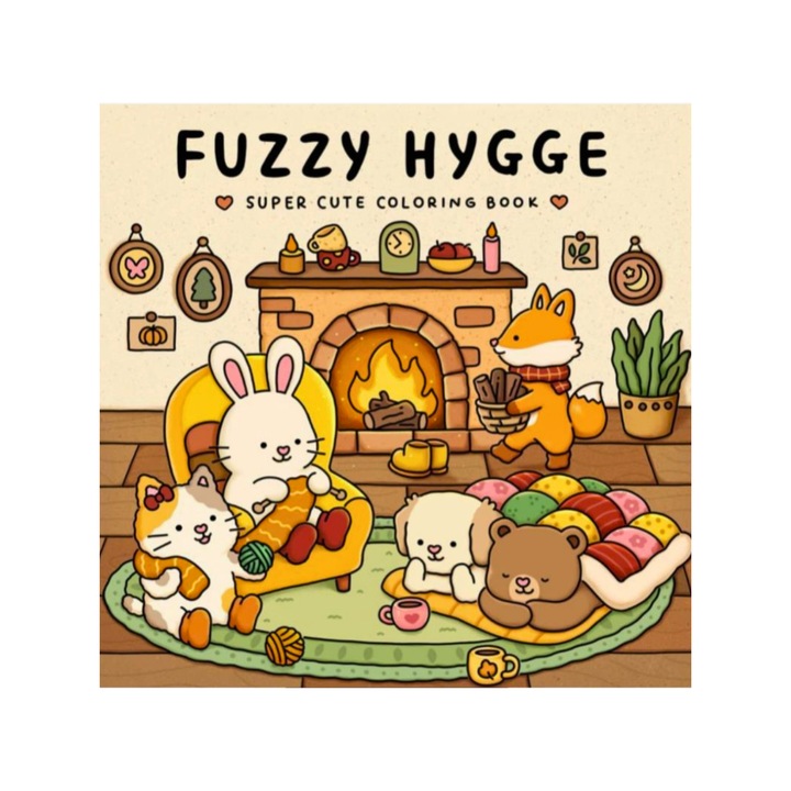 Kifestőkönyv, Fuzzy Hygge, Keménytáblás, Vicces Állatos Rajzok, Gyermekeknek
