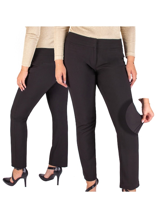 Pantaloni eleganti de dama cu picioare drepte, comozi si flexibili, Negru