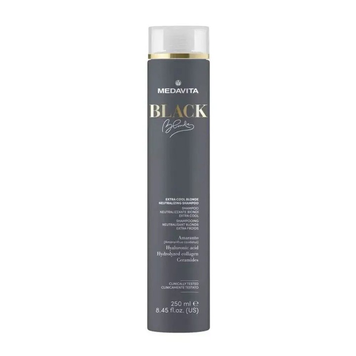 Sampon de par Medavita Black Blondie Extra Cool Blonde 250ml, neutralizant, cu colagen hidrolizat, hialuronic