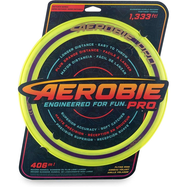 Диск за хвърляне, Aerobie Pro, 33 см, жълт
