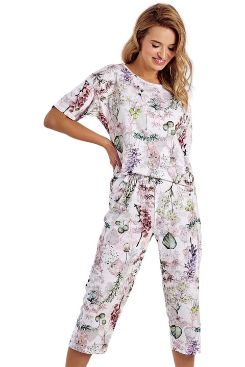 Pijama dama Taro.1621 alb flori M