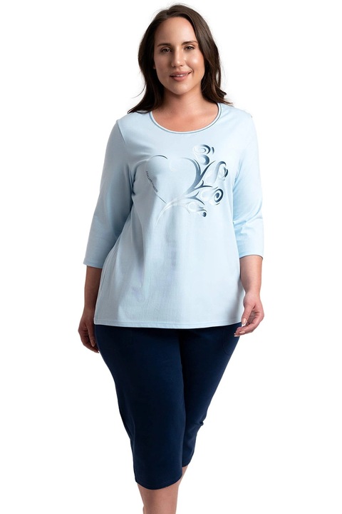 Pijama dama Italian Fashion Arietta 3/4+3/4 albastru/albastru inchis XL