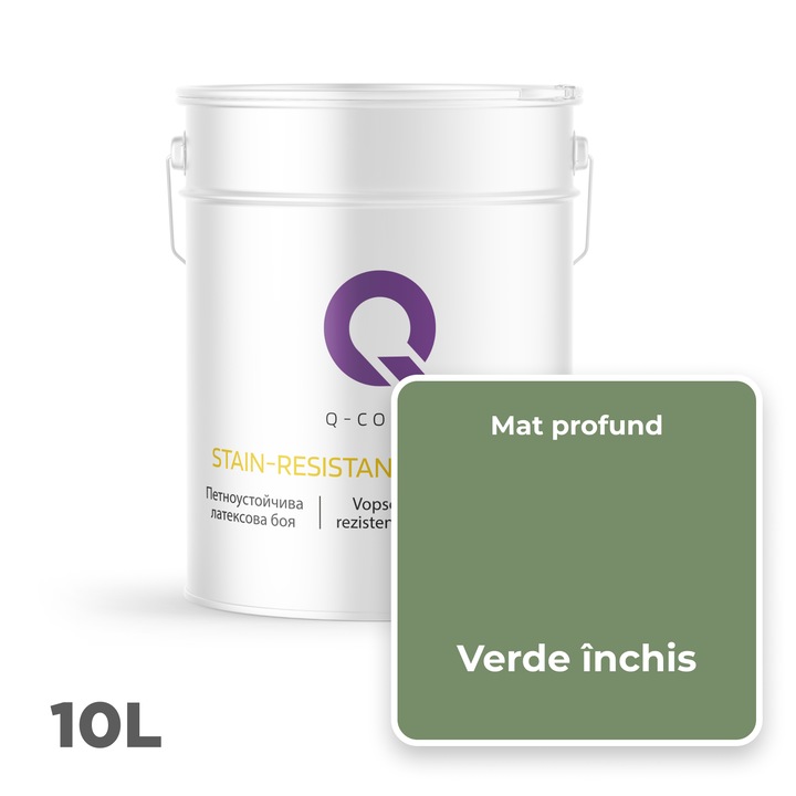 Устойчива на петна латексова боя, тъмнозелена H2123, матова, 10 л