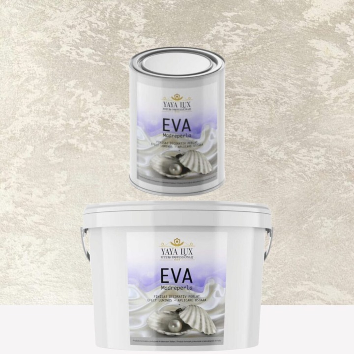 Pachet 2.5L + 1L, Vopsea Decorativa de Lux, Eva Madreperla Bej Deschis 2.5L Plus 1L
