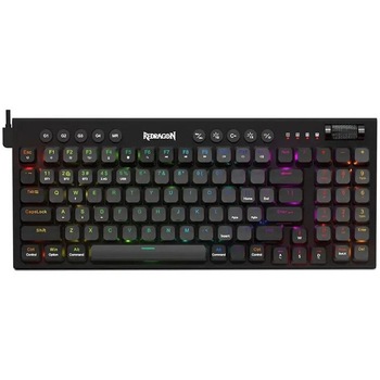 Tastatura gaming mecanica cu fir Redragon Sion, switch-uri rosii, iluminare RGB, Negru