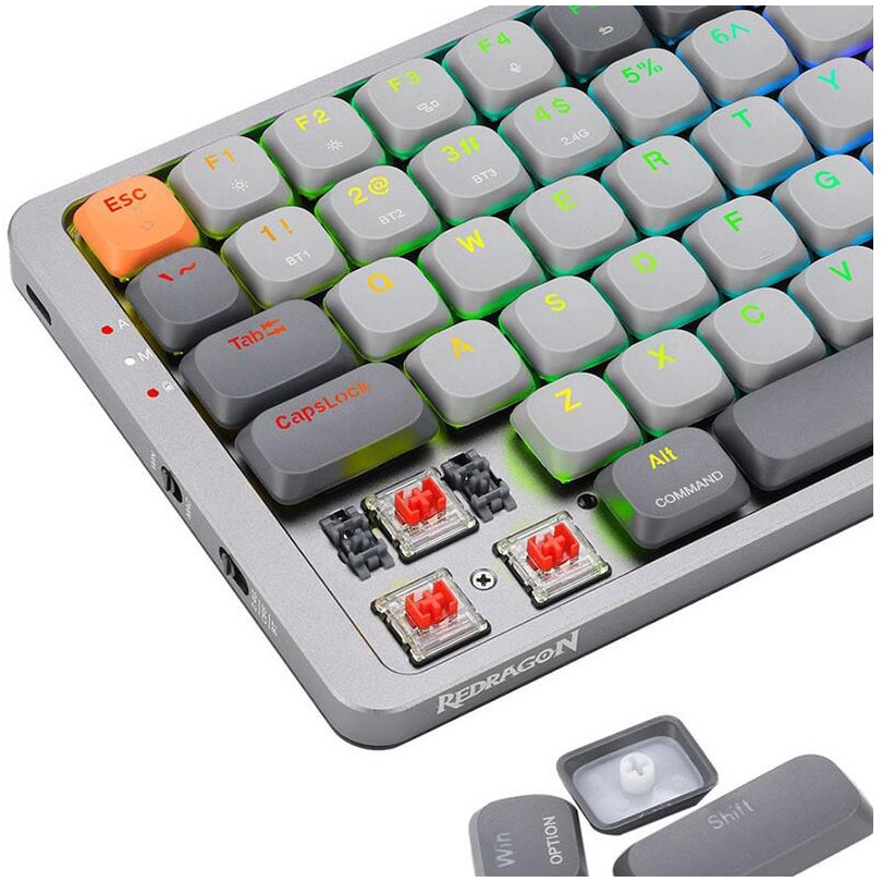 Tastatura gaming mecanica wireless Redragon Azure, iluminare RGB