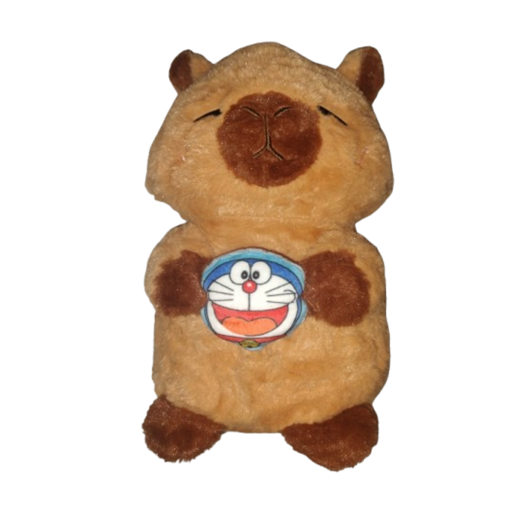 Плюшена играчка VICTINY, Бебе Капибара с коте, светло кафяво, 23 см