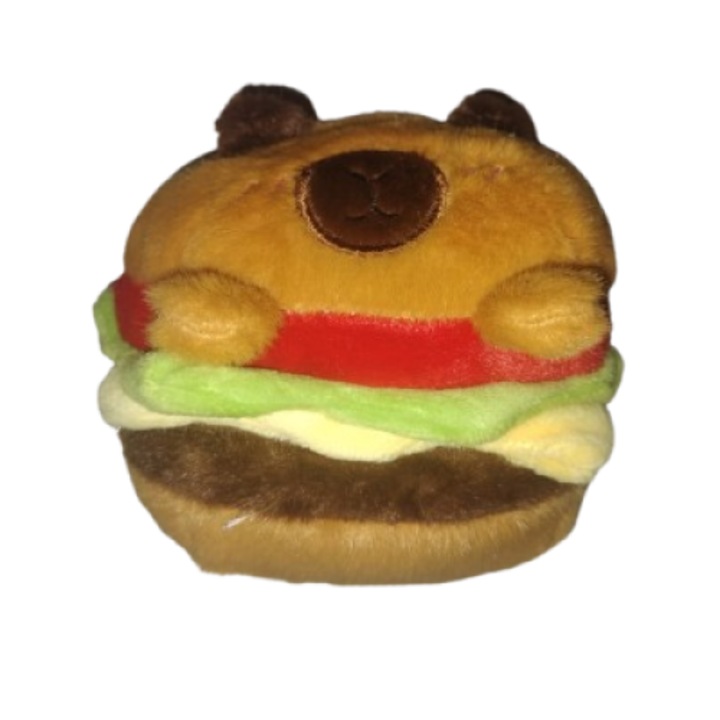 Плюшена играчка, VICTINY, Хамбургер Capybara, Кафяв, 10 см