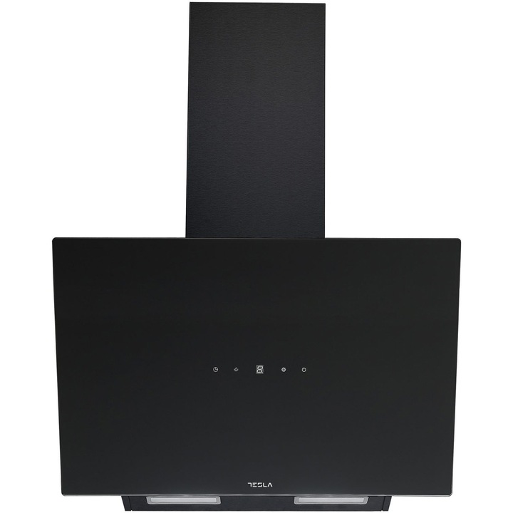 Декоративен абсорбатор за вграждане Tesla DD600AB, Всмукателна мощност 630 м3/ч, Безконтактно сензорно управление, LED дисплей, 60 см, Черно стъкло