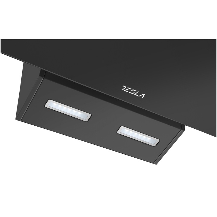 Hota incorporabila decorativa Tesla DD600AB, Putere de absorbtie 630 m3/h, Senzor control fara atingere, afisaj LED, 60 cm, Sticla neagra