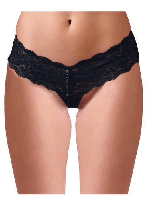 Cottelli bugyi, gyöngyös csipke, extra széles derék, fekete, poliészter