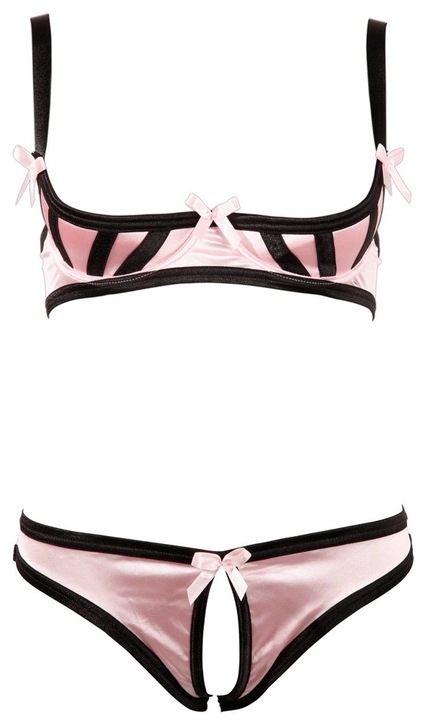 Szexi fehernemu, Cottelli, szaten csesze nelkuli melltarto, comb nelkuli bugyi, Rózsaszín