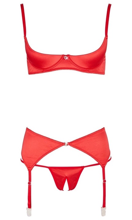 Szexi fehérnemű, Cottelli, 3 részes szett, vörös szatén