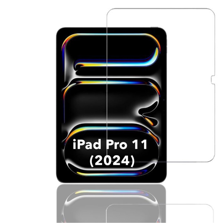 Folie sticla pentru iPad Pro 11 (2024), Claritate si Protectie Maxima, 0.33mm, Strat Oleofobic Anti-Amprenta, SKDR 3D Tab Glass - Transparent