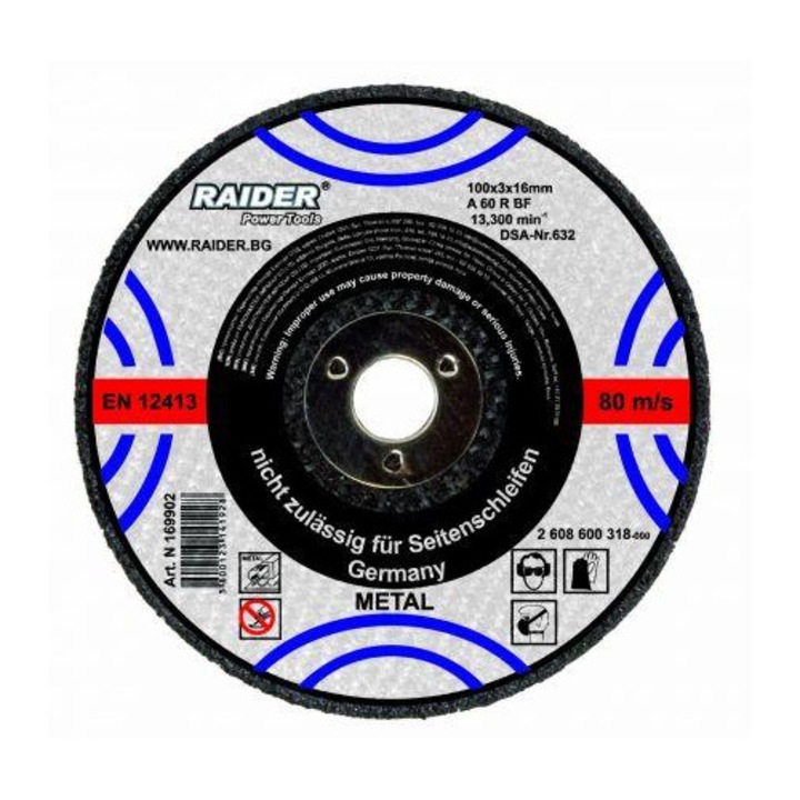Disc pentru taiere metal 100 x 1x 16 mm Raider Power Tools