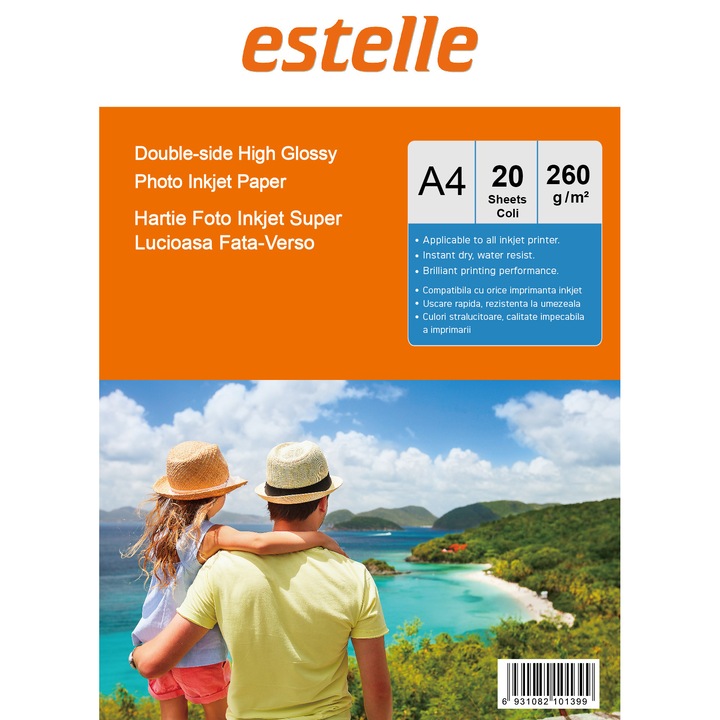 Hartie A4 lucioasa fata-verso 260g/mp pachet 20 coli