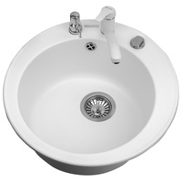 pachet 3in1 chiuveta granit pyramis cristal  baterie  dozator detergent lichid 490mm adancime 170mm montare pe blat alb imagen 33_0_
0