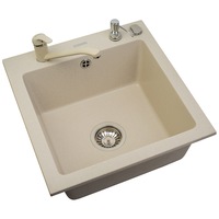 pachet 3in1 chiuveta granit pyramis cristal  baterie  dozator detergent lichid 480x505mm adancime 190mm montare pe blat bej imagen 4_0_
0