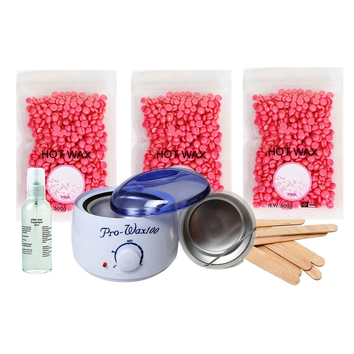 Kit Epilare No.84 cu Ceara Epilare Granule Trandafir - EVO Triple Wax Pinky