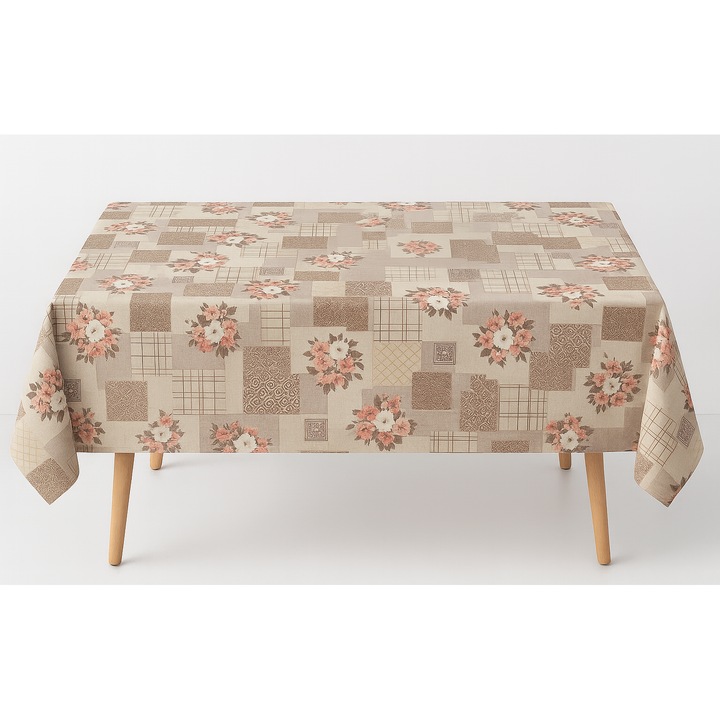 Fata de masa impermeabila, musama, dreptunghiulara, 100x140 cm, material PVC/textil, model florarie