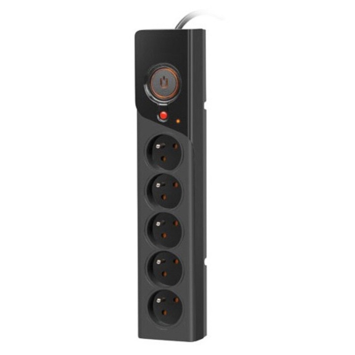 Arcon Z5 3m Extension Cord Black Surge разклонител, 5 изхода, 3m кабел