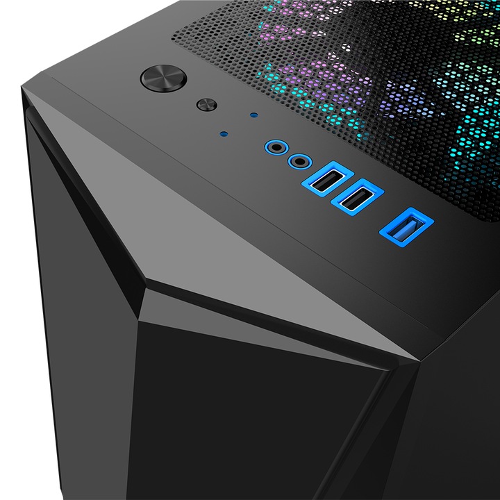 Настолен компютър 1st PLAYER, Intel Core i3-12100F до 4,3 Ghz, 32 GB ddr4 ram, бърз m.2 NVME 2 TB ssd, видеокарта за игри Nvidia GeForce RTX4060 8 GB GDDR6, RGB кутия