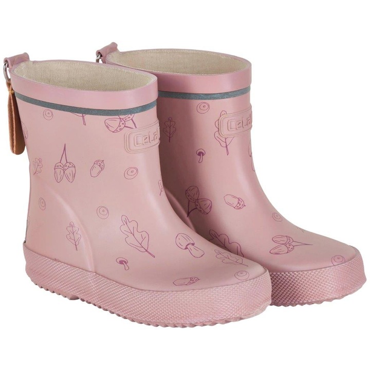 Woodland Rose - Cizme de ploaie din cauciuc natural cu bumbac - CeLaVi, Roz