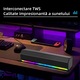 Бар високоговорител, Bluetooth 5.3, RGB осветление, TWS свързан, FM, TF, AUX, USB, HIFI звук, стерео, черен