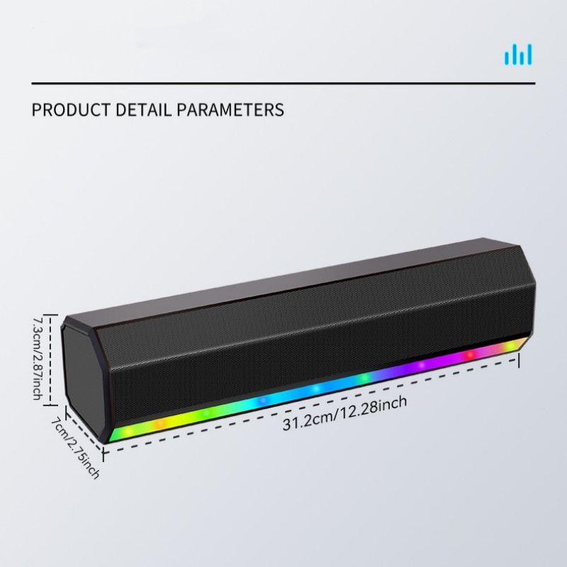 Difuzor bar, Bluetooth 5.3, iluminare RGB, TWS, FM, TF, AUX, USB, 1200mAh, calitate sunet HIFI, stereo, negru