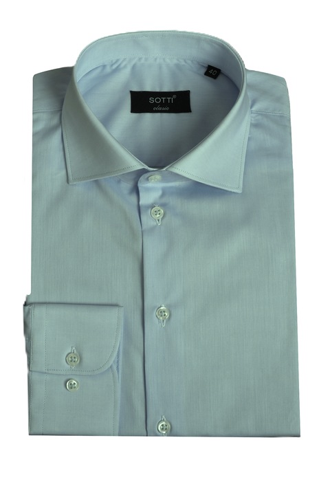 Camasa SOTTI din bumbac, Uni, Tipar Clasic, ST0003, Albastru azur