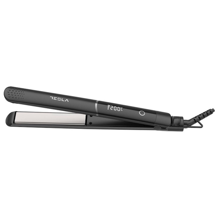 Placa de indreptat parul Tesla STH200BS, 220 grade, Display LED, Invelis ceramic turmalin, Negru