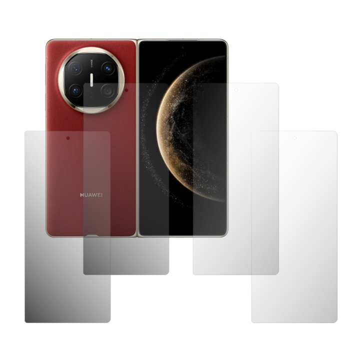 4db Folie24 képernyővédő fólia, Huawei Mate X6-hoz, 2X Ultra-Clear + 2X matt, teljes kijelzős lefedettség és tokbarát, öntapadó, rugalmas, önregenerálódással