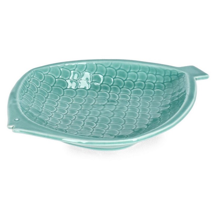 Set 6 platouri portelan albastru Fish 22.7x18.3x3 cm