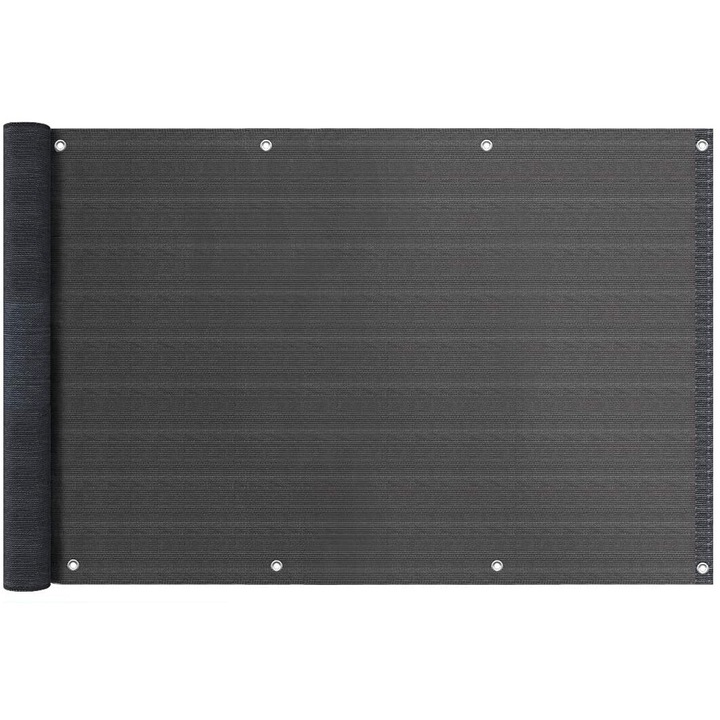 Copertina de umbrire pentru balcon/gradina, John Green, 1m x 6m, 97% opacitate, grafit, set de montaj inclus