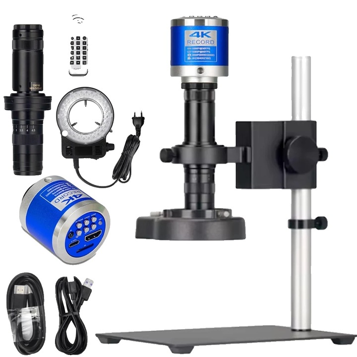 4K digitális mikroszkóp, 215x, 48MP kamera, kis talp, távirányító