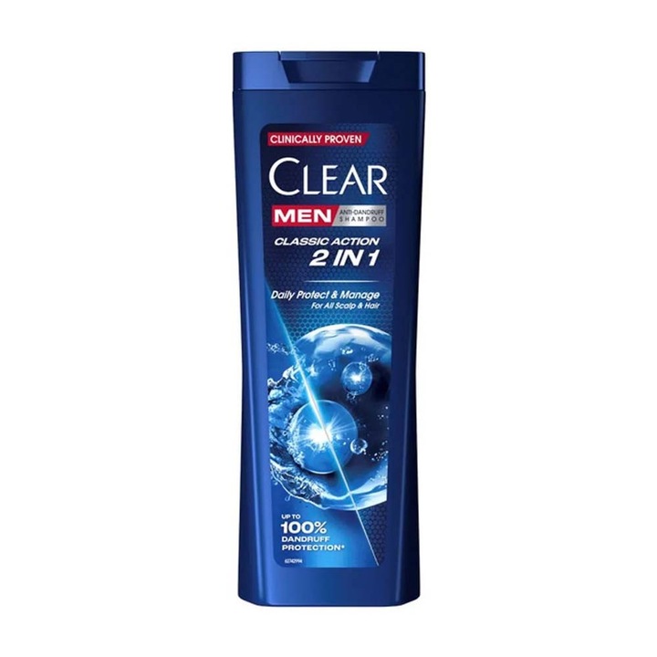 Pachet 3 X Sampon Clear Men 2 in 1 Classic Action 360ml