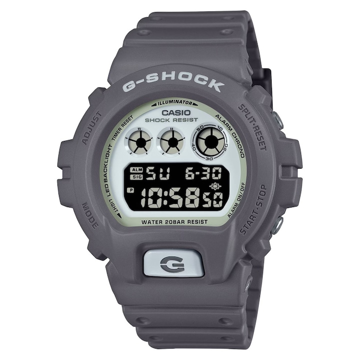 Ceas sportiv G-SHOCK DW-6900HD-8, gri, 50mm, rezistent la apa 200m, cu functii multiple