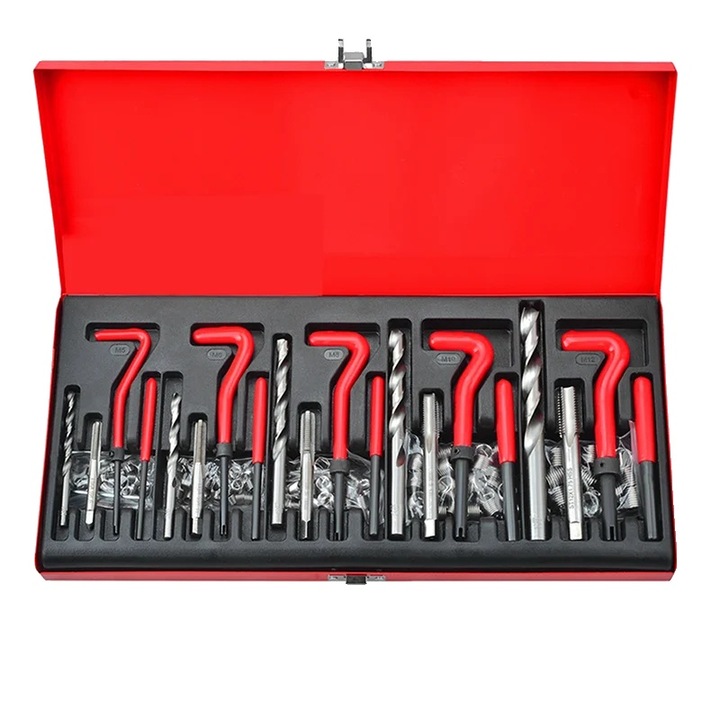 Set 131 unelte pentru repararea filetelor, otel aliat, dimensiuni M5-M12
