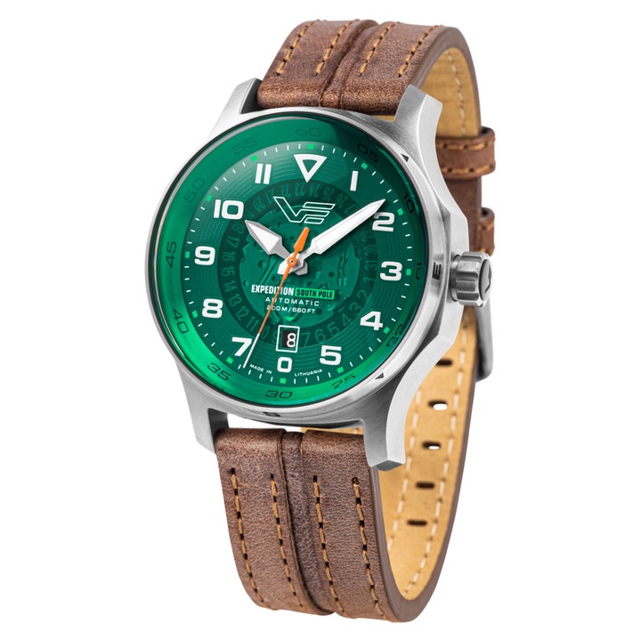 Ceas barbatesc Vostok Europe Expedition YN55-592A759, 43mm, bratara din piele, rezistent la apa 200m, maro