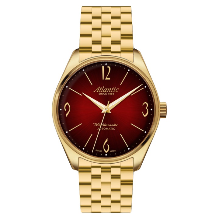 Ceas barbatesc Atlantic Worldmaster 51752.45.99GM, bratara, automat, 40mm, roz aurie, cadran inchis