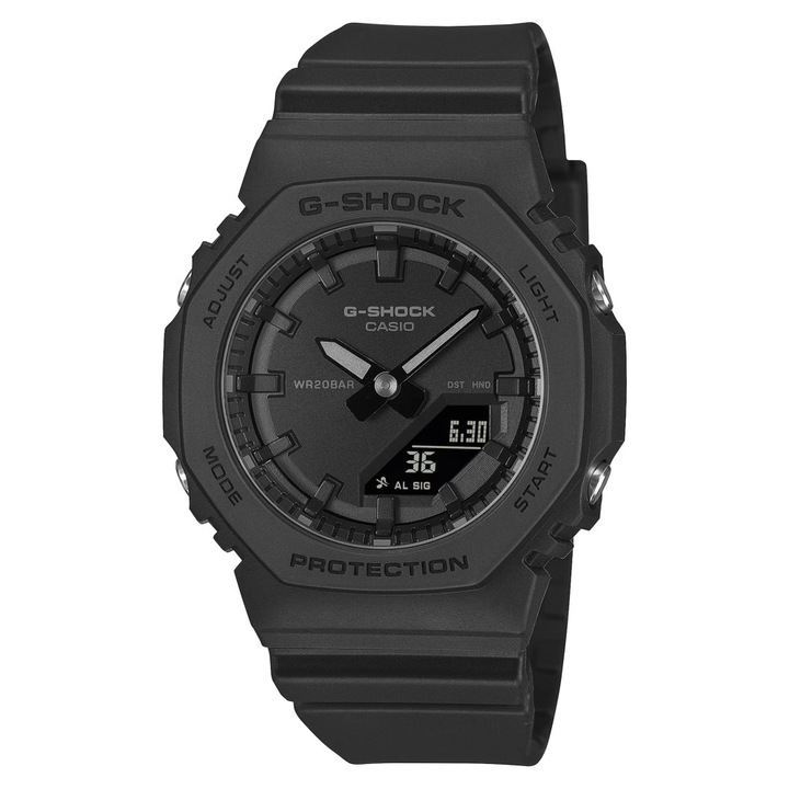 Ceas dama G-SHOCK GMA-P2100BB-1A, 40mm, negru, rezistent la apa 200m, cu cronograf si alarma