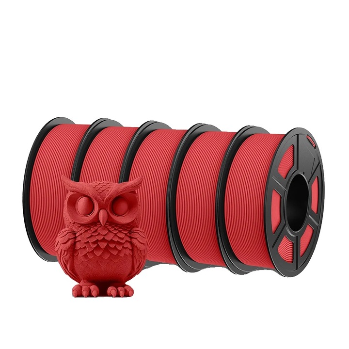 Filament PETG 1.75 mm, rosu, set de 5 role, viteza mare de imprimare