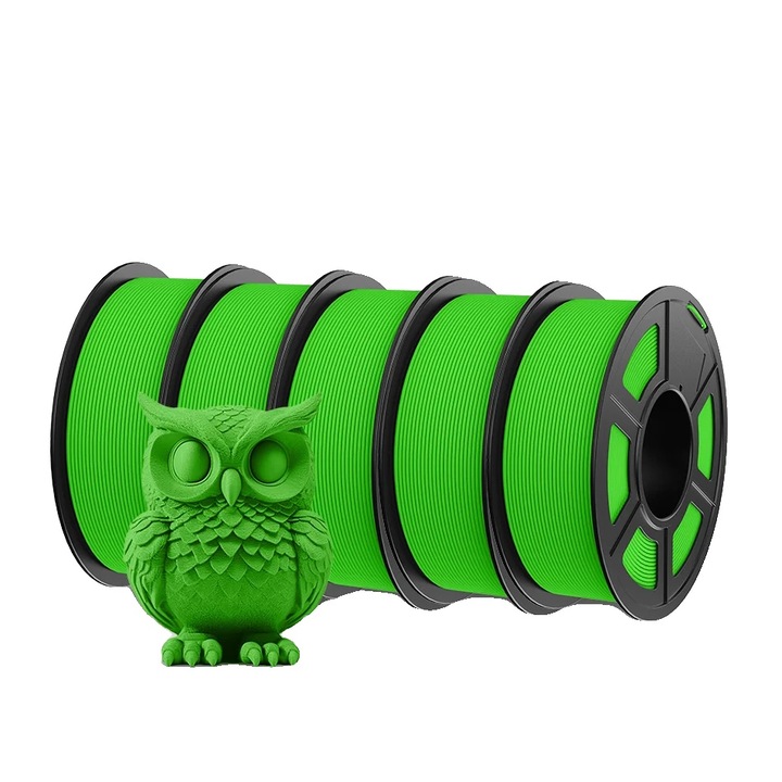 Filament PETG 1.75 mm, verde, set de 5 role, viteza mare de imprimare